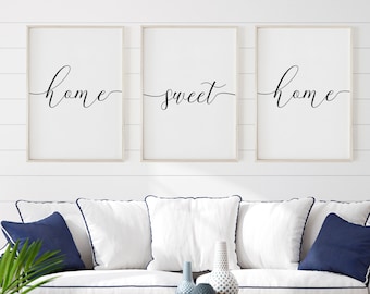 Sweet Home Wall Decor, Sweet Home Sign, Set of 3 Printable, Living Room Decor, Home Wall Decor, Home Sweet Home, Apartment Wall Art, Digital