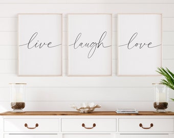 Live Laugh Love Set of 3, Home Wall Decor, Bedroom Wall Art, Printable Art, Bedroom Decor, Printable Wall Decor, Living Room Wall Art,