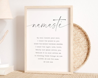 Namaste Definition Print, Namaste sign, Namaste Printable, Yoga Poster, Namaste Poster, Meditation Print, Yoga Wall Decor, Digital Download