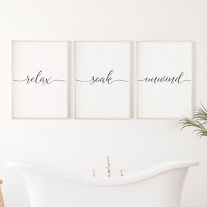 Relax Soak Unwind Print, Badkamer Sign Set, Badkamer Print, Bahtroom Wall Art, Badkamer Wall Decor, Afdrukbare Kunst, Badkamer Get Naked