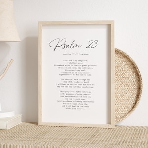 Psalm 23 Print, Scripture wall decor, Bible verse print, Religious wall art, Scripture illustration, Christian home decor, Printable art