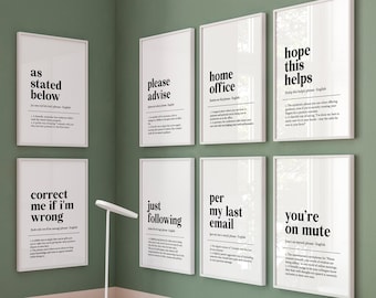 Home Office Set of 16 Prints, Office Wall Decor, Home Office Decor ...