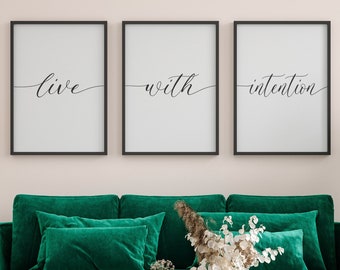 Live With Intention, Mindfulness Wall Art, Femininity Quotes, Woman Prints, Bedroom Wall Art, Home Wall Decor, Apartment Decor, Minimal Art