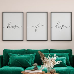 Bible Verse Wall Art, House if Hope Set of 3 Signs, Christian Wall Decor, Farmhouse Decor, Bedroom Wall Decor, Home Wall Decor, Wall Art