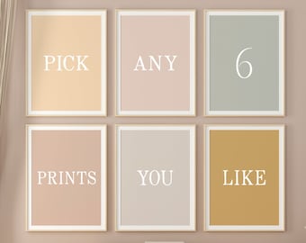Pick Any 6 Prints, Gallery Wall Decor, Boho Wall Decor, Personalized Prints, Custom Wall Decor, Custom Gallery Wall, Home Wall Decor, Signs