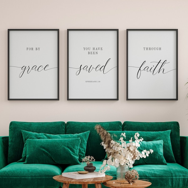 Ephesians 2 8 Prints, For it is by grace you have been saved, Bible Verse Wall Art, Christian Printable, Minimalist Scripture, Gift of God