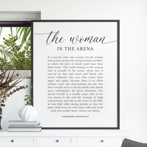 Woman in the Arena, Printable Quote, Daring Greatly, Home Wall Decor, Feminist Prints, Female Empowerment, Girl Power, Empowered Women