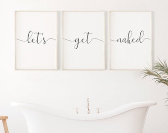 Get Naked Sign, Let's Get Naked Printable, Bathroom Wall Decor, Bathroom Wall Art, Bedroom Wall Art, Bathroom Art, Get Naked Print,PRINTABLE