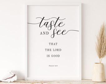 Smaka och se att Herren är god, Bondgårdsinredning, Psalm 34:8, Köksinredning, Köksvälsignelse, Heminredning, Kökstryck, Kristen konst