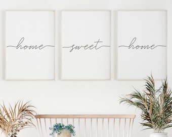 Sweet Home Print, Set of 3 Wall Art, Sweet Home Sweet, Living Room wall Art, Affiche scandinave, Home Decor, Bedroom Sign, Téléchargement numérique