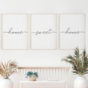 Sweet Home Print, Set of 3 Wall Art, Sweet Home Sweet, Living Room wall Art, Scandinavian poster, Home Decor, Bedroom Sign, Digital Download