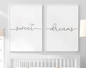 Sweet Dreams Print, Printable Quotes for Baby, Calligraphy Art Print, Sweet Dreams Wall Art, Sweet Dreams Printable Set, Nursery set of 2