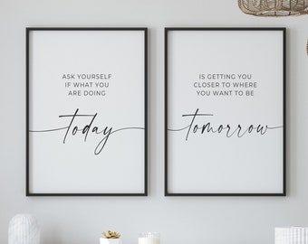 Ask yourself Printable, Home Wall Decor, Set of 2 prints, Inspirational Quotes, Minimalist Decor, Office Wall Decor, Motivational Quotes