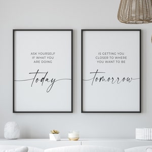 Ask yourself Printable, Home Wall Decor, Set of 2 prints, Inspirational Quotes, Minimalist Decor, Office Wall Decor, Motivational Quotes