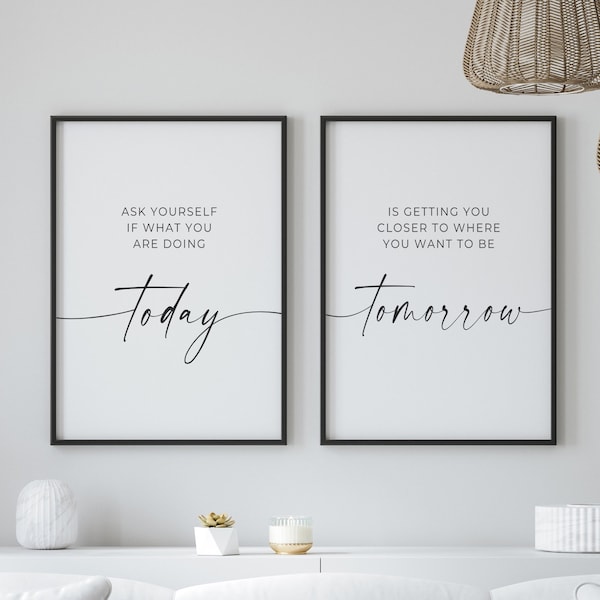 Ask yourself Printable, Home Wall Decor, Set of 2 prints, Inspirational Quotes, Minimalist Decor, Office Wall Decor, Motivational Quotes