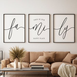 This Is Our Happy Place, Family Wall Decor, Set Of 3 Printable, Family Quote, Family Prints, Home Signs, Home Wall Decor, Living Room Prints