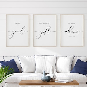 Bible Verse Printable Set of 3, Bible Verse Prints, James 1:17, Christian Decor, Scripture Wall Art, Home Wall Decor, Christian Art, Digital