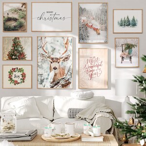 Christmas Printable Set of 12 | Winter Gallery Wall Art  | Christmas Wall Decor | Xmas Art Prints