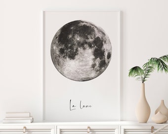 Full Moon Wall Art, Lunar Moon Print, Moon Phase Print,Moon Print Poster, Moon Printable Art, La lune Print, Full Moon Poster Art, Digital