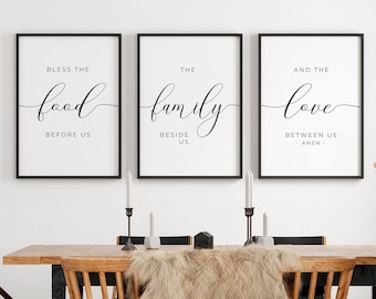 Bless the food before us, Dining Room Decor, Kitchen Wall Decor, Home decor, Kitchen Decor, Kitchen signs, Bible verse wall art, Printable