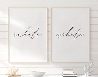 Inhale Exhale Printable, Inhale Exhale Wall Art , Wall Art Set Of 2, Inhale Exhale Print, Bedroom Decor, Yoga Printable, Boho Bedroom