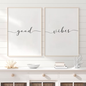 Good Vibes Wall Art, Boho Wall Decor, Line Art, Wall Art Prints, Good Vibes Print, Yoga Decor, Wall Art Set, Good Vibes Sign, Digital Prints