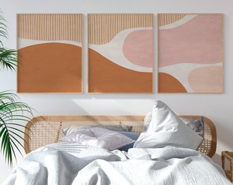 Boho Art Set of 3, Abstract Prints, Farmhouse Wall Decor, Bedroom Prints, Boho Wall Decor, Abstract Art, Apartment decor, Printable Art