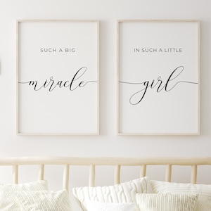 Such a Big Miracle In Such a Little Girl, Nursery Wall Decor, Girl Nursery Prints, Quote Prints For Girl, Baby Girl Quotes, Above Crib Decor