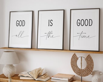 Bible Verse Print, God is Good Wall Art, Set of 3 Printable Art, Christian Wall Decor, Farmhouse Christian Decor, Bedroom Wall Decor