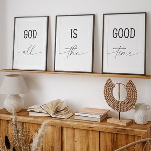 Bible Verse Print, God is Good Wall Art, Set of 3 Printable Art, Christian Wall Decor, Farmhouse Christian Decor, Bedroom Wall Decor