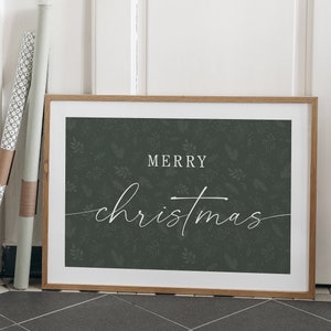 Christmas Printable Wall Art, Green Merry Christmas Print, Large Christmas Sign, Christmas Decor, Holiday Print, Large Printable Art, Decor