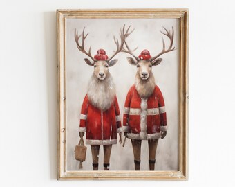 Wall Art Christmas Printables | Stag Print | Reindeer Print | Christmas Instant Download | Christmas Art | Holiday Decor | Printable Art