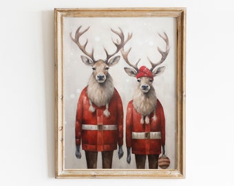 Christmas Deer Print, Winter Wonderland Prints, Winter Print Download, Christmas Print Wall Art, Christmas Wall Art Digital, Deer Poster