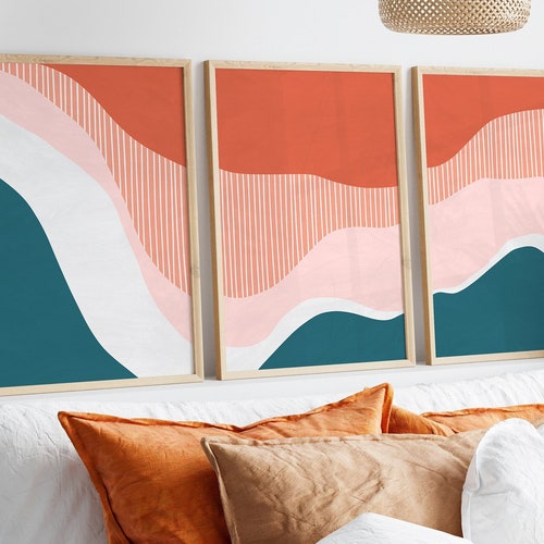 Boho Abstract Wall Art Above Bed Wall Decor Boho Wall Decor Etsy