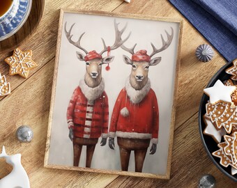 Funny Christmas Printable, Stag Print, Reindeer Print, Christmas Instant Download, Christmas Art, Holiday Decor, Printable Wall Art