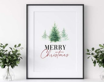 Merry Christmas Print, Christmas Printable Wall Art, Holiday Printable, Christmas Poster, Christmas Art Holiday Decor, Christmas Wall Decor