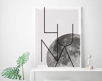 Moon poster Moon Print moon picture La luna La lune Luna art Lunar cycle La luna print Moon image Moon printable Moon phase Solar system art