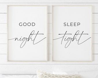 Good Night Wall Decor, Sleep Tight Sign, Over The Bed Sign, Bedroom Prints, Above Bed Signs, Bedroom Wall Decor, Room Decor Aesthetic