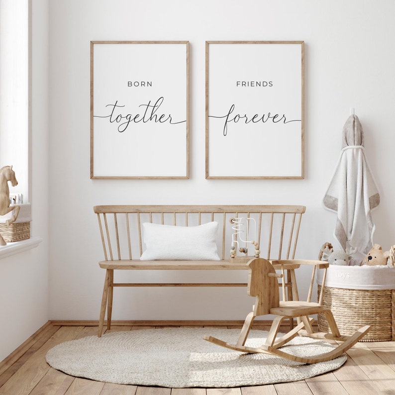 Twins Printable Quotes Babies Room Decor Born Together Etsy
