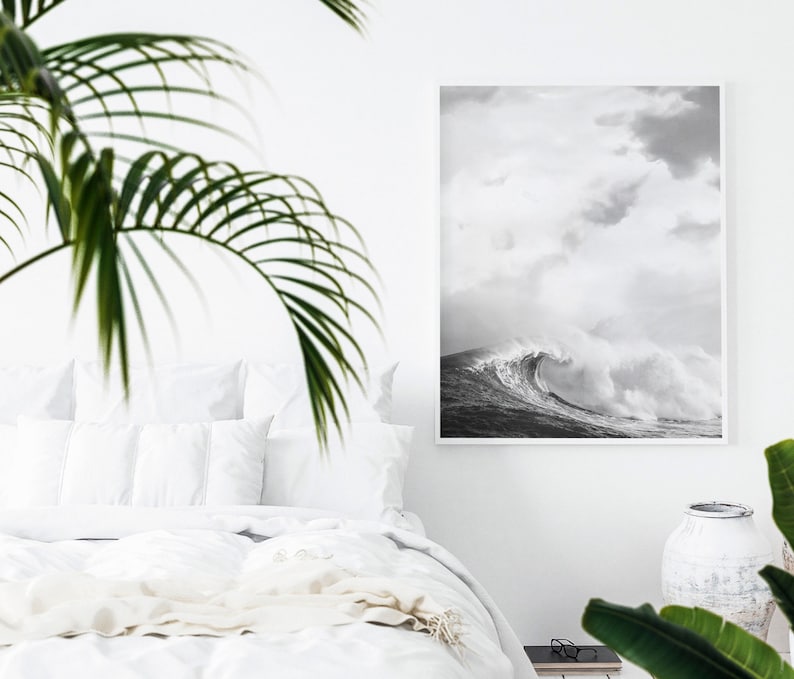 Ocean Print Black and White Waves Wall Art Coastal Print Etsy
