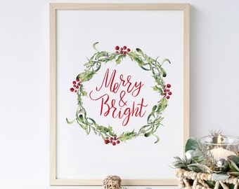 Merry and Bright Print, Christmas Prints, Christmas Wall Decor, Merry Little Christmas, Festive Prints, Christmas Ornaments, Prints for Home