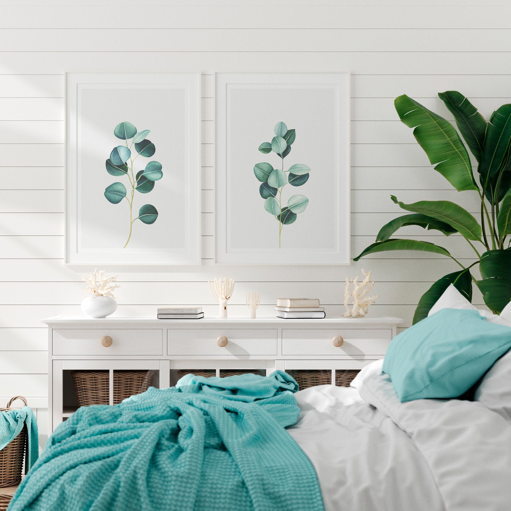 Bedroom Wall Decor Printable Set of 2 Wall Art Botanical | Etsy