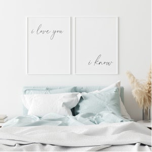 I Love You I know Print, Over The Bed Signs, Bedroom Prints, Above Bed Signs, Couple Wall Art, Modern Minimalist Art, Couple Gift, Minimal image 4