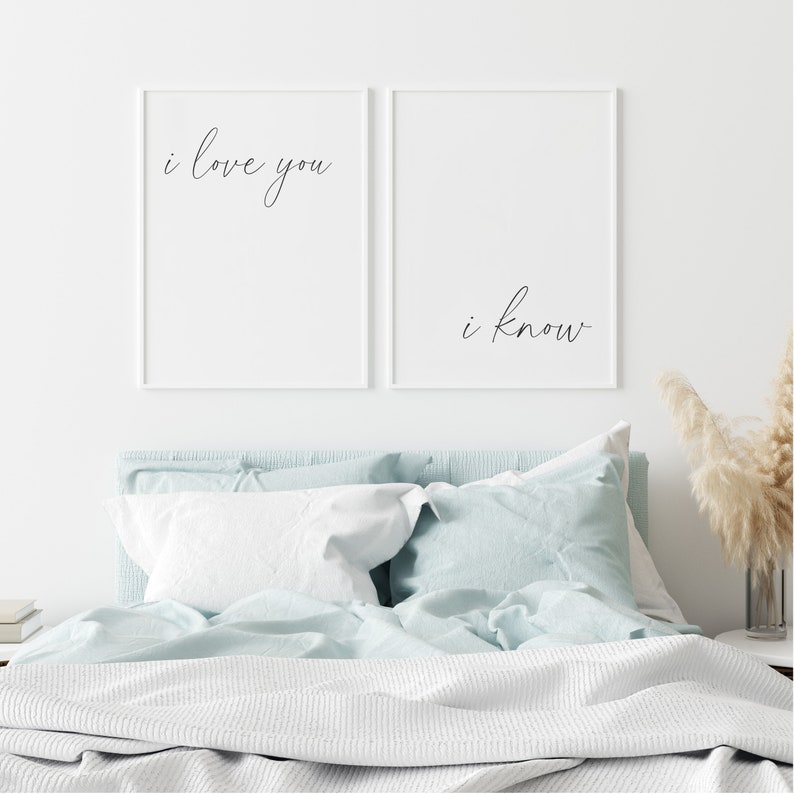 I Love You I know Print, Over The Bed Signs, Bedroom Prints, Above Bed Signs, Couple Wall Art, Modern Minimalist Art, Couple Gift, Minimal image 4