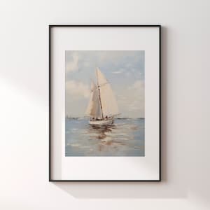 Muted Sailboat Print Vintage Nautical Painting Oil painting Sign Neutral Seascape Print PRINTABLE WALL ART image 7
