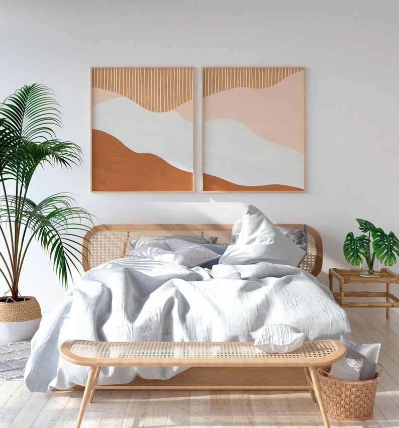 Abstract Bedroom Print, Printable Abstract Set, Boho Wall Decor, Boho Prints, Farmhouse Bedroom Decor, Modern Room Decor, Neutral Art Print image 1