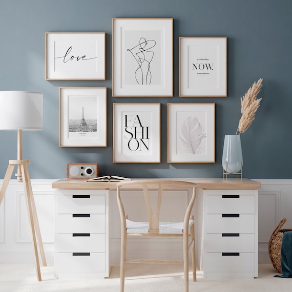 Black And White Art, Fashion Wall Decor Set of 6 Prints, Gallery Wall Art, Printable Wall Decor, Black And White Set, Bedroom Wall Decor