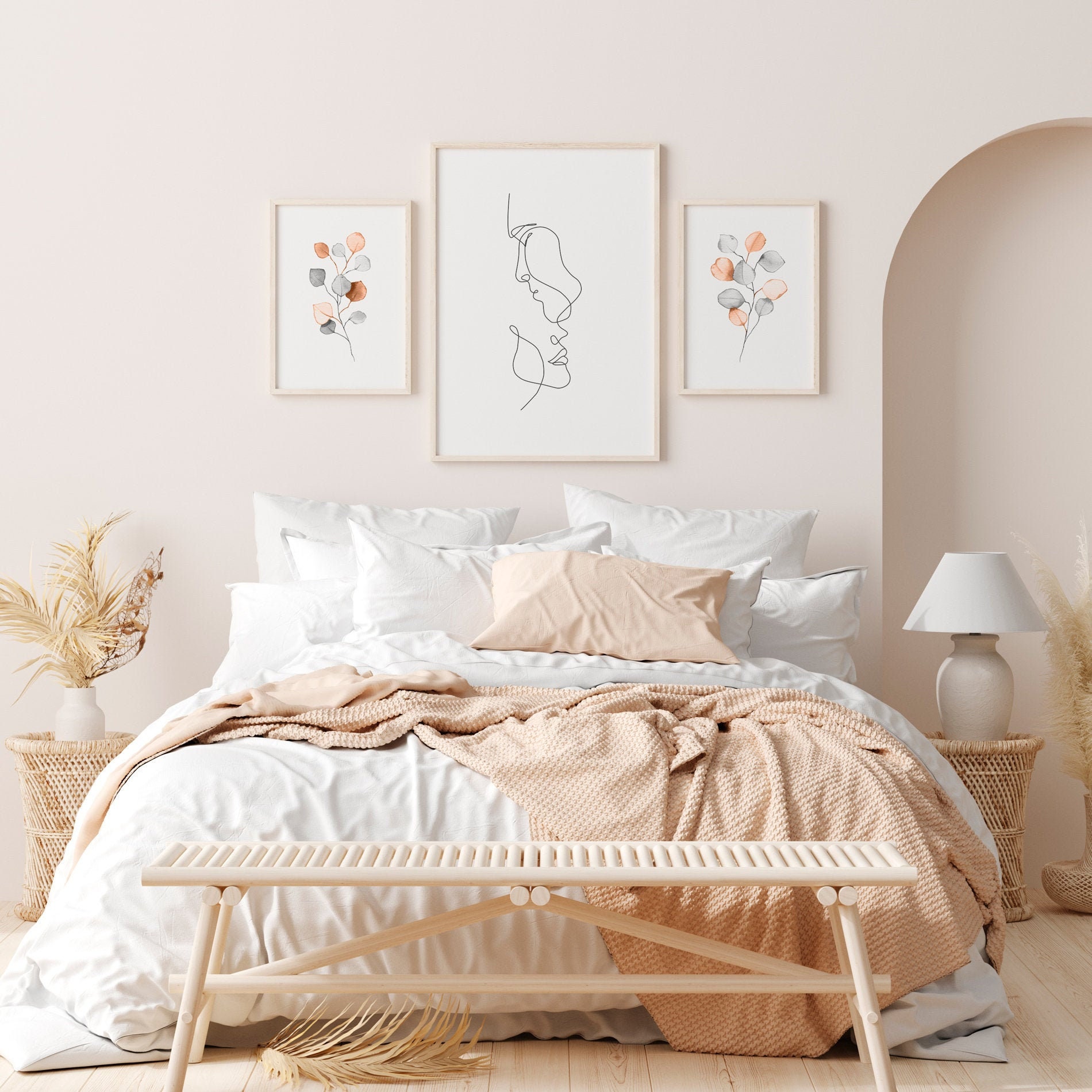 Prints Modern Wall Art Female Art Art Print Blue Home Decor Women Illustration Bedroom Decor