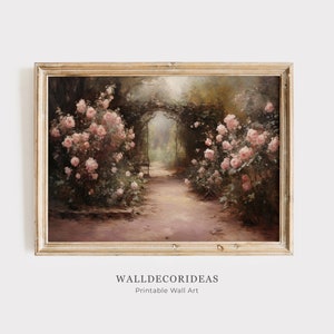 Vintage Rose Garden Landscape Print | French Garden Decor | Spring Floral Art | Spring Painting | PRINTABLE WALL ART
