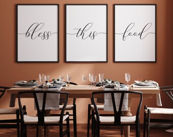 christian Dining Room Wall Art, Bless This Food Sign, Kitchen Wall Decor, Kitchen Wall Art, Kitchen Decor, Kitchen signs, Christian Wall Art